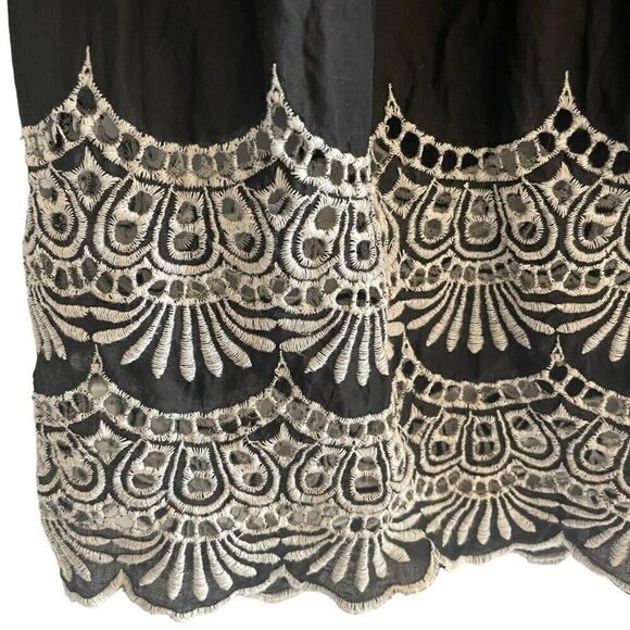 Love Stitch Black Embroidered Boho Lace Up Blouse Top Women’s Sz Small Festival - Picture 3 of 5